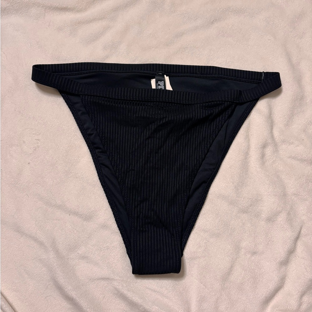 Victoria's Secret Pink Black Ribbed Swim Bottom